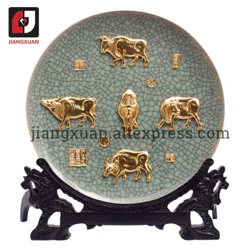 24k zlatou fóliou moderné dekoratívne predmety, 10 palcový keramiky dosky pre domáce
