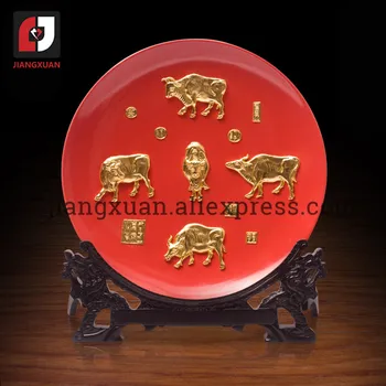 24k zlatou fóliou moderné dekoratívne predmety, 10 palcový keramiky dosky pre domáce