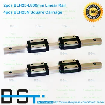 25 mm Lineárny Guideway 2ks BLH 25 -L 800mm Námestie Lineárne železničnej +4pcs BLH25N Lineárne Prepravu pre CNC X Y Z Osi Namiesto HGR25