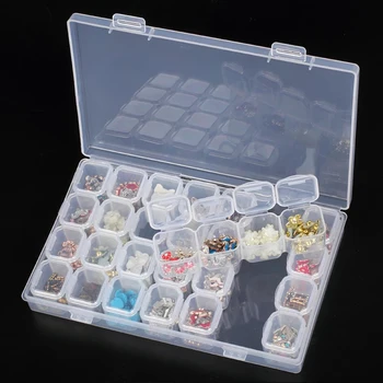 28 Mriežky Transparentné Skladovacie Škatule Prenosné Jasné Pilulku Šperky Earplug Náušnice Ochrany Kontajner Úvodnom Displeji Organizátor