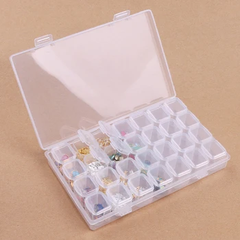 28 Mriežky Transparentné Skladovacie Škatule Prenosné Jasné Pilulku Šperky Earplug Náušnice Ochrany Kontajner Úvodnom Displeji Organizátor