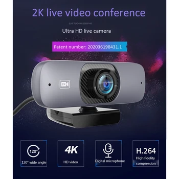 2K HD USB Duálny Mikrofón Live Webcam 8 Miliónov Usb Počítača Fotoaparát Vhodný pre PC, USB, Plug and Play