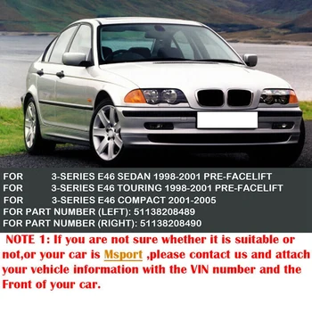 2X Chrome Predná Kapota Obličiek Mriežka Gril na BMW E46 1998-2001 320I 323I 325I 328I 330I 4-dverový Sedan