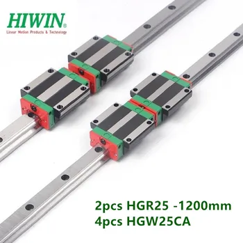 2ks HIWIN Lineárne sprievodca HGR25 - 1200mm železničnej +4pcs HGW25CA lineárne prírubovým prepravu blok ložiská cnc časti