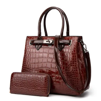 2piecesof leatheralligator kožené dámske taška lady slávnej značky jeden-taška cez rameno žien bežné kabelky žien svahovitý bagset.