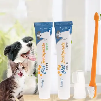 3 Ks Pet zubná pasta zubná Kefka Nastaviť Zuby Hygienická Starostlivosť o Ústnu dutinu Držiak pre Mačku, Psa Šteňa Čistiace prostriedky Pet Príslušenstvo C42