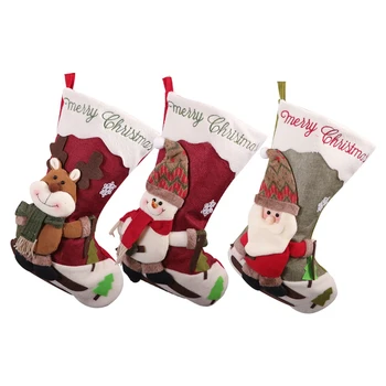 3 Ks Vianočné Ponožky, Vianočné Dekorácie Najrôznejších Santa Claus a Snehuliak a Elk pre Vianočné Dekorácie