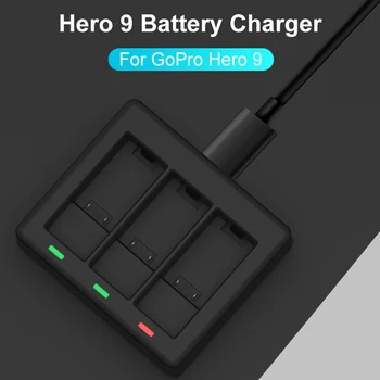 3 Spôsoby Nabíjačka Batérií S LED Svetlo, Nabíjanie Box pre GoPro Hero 9 Black Akcia Fotoaparát Batérie Príslušenstvo