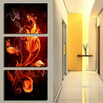 3 kus umenia, olej, plátno romantický wall art oheň kvet obrázok plátno Veľké maľovanie obrazov na stenu pre obývacia izba