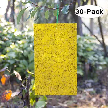 30 Pack-Obojstranné Žlté Lepkavé Pasce pre Lietanie Rastlín, Hmyzu (10x4 Palec, Zahrnuté 30pcs Twist Väzby)