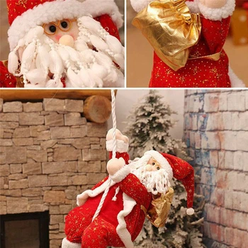 30 cm/60 cm Cute Santa Lezenie Na Lane, Vnútorné/Vonkajšie Vianočné Stenu Okna Visí Vianočné Ozdoby Dekor Figúrky Lezenie Santa