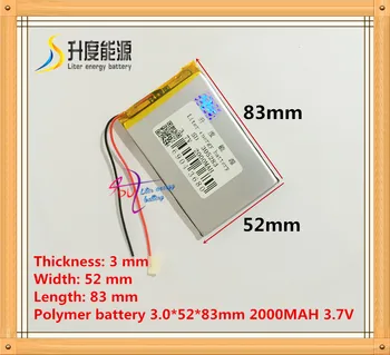 305283 035283 3,7 V 2000mAh Lítium-polymérová batéria nabíjateľná lipo batérie, MP3, MP4, GPS Bluetooth headset batérie