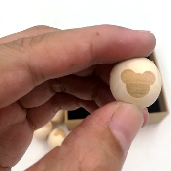 30pcs 20 mm prírodné kolo loptu drevené korálky niesť myš v tvare spálené engrave diy nájsť drevené remeselné ručné nedokončené EA99