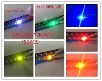 350pcs 0603 SMD LED Diódy Sortiment Červená/Zelená/Modrá/Žltá/Biela/Emerald-zelená/Oranžová 100ks každý 0603 SMD LED Diodo Led Pack