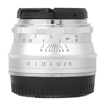 35MM F1.6 Pevným ohniskom Micro-Objektív Vhodný Manuálny Objektív pre Canon EOSM EF-M Mount Micro-Jedna Kamera, Silver