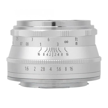 35MM F1.6 Pevným ohniskom Micro-Objektív Vhodný Manuálny Objektív pre Canon EOSM EF-M Mount Micro-Jedna Kamera, Silver