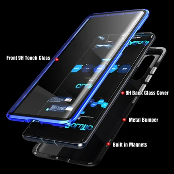 360 Kryt Česť V20 Kovové Flip Magnetické Telefón Puzdro Na Huawei Honor V20 Zobraziť 20 Prípadoch, Dvojité Sklo Huawei Honor V20 Coque Fundas
