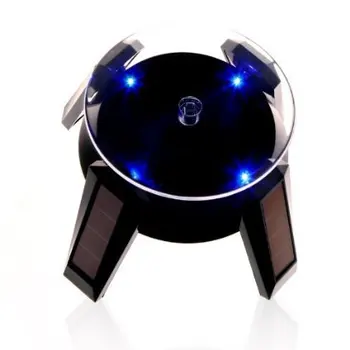 360 Stupeň Black Solar Gramofónu Rotujúce Šperky, Hodinky, Telefón Prsteň Zobraziť Stojan / LED svetlo, 5 kusov doprava zadarmo
