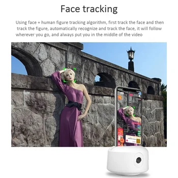 360° automatické sledovanie smart streľba mobilný telefón PTZ držiak rozpoznávanie tvárí záznam videa mobilné inteligentné otáčanie držiak