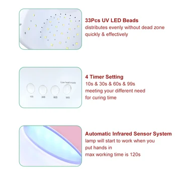 36W Nechty Lampa LED UV Lampa na Nechty, Gél na Vlasy Inteligentný LCD Displej Pre Všetky Gél Vytvrdzovania Stroj Umenie Lakovania Nechtov Nástroj
