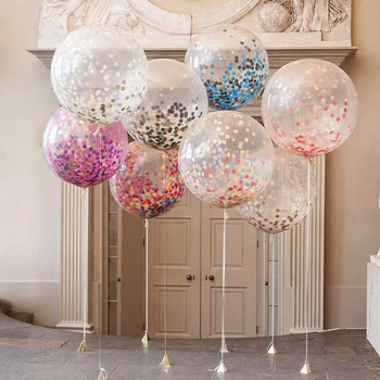 36inch konfety balón, ružové a biele latexové balóny striebro romantický motív svadby, narodeniny, party dekorácie baby balón sprcha