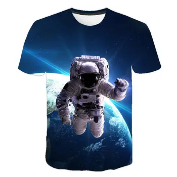 3D Astronaut T shirt Muži/Ženy Lete Krátky Rukáv Galaxy Priestor T-shirt Bežné Mesiac Tees v Pohode Vytlačené Chlapec Dievča Detí Topy