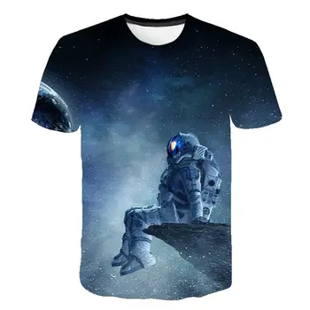 3D Astronaut T shirt Muži/Ženy Lete Krátky Rukáv Galaxy Priestor T-shirt Bežné Mesiac Tees v Pohode Vytlačené Chlapec Dievča Detí Topy