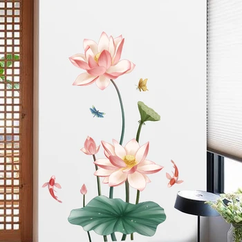 3D Lotus Samolepky na Stenu Kvety Teenager, Obývacia Izba, Spálňa, Kúpeľňa Domova samolepiace Tapety Chladnička Nálepky Plagát