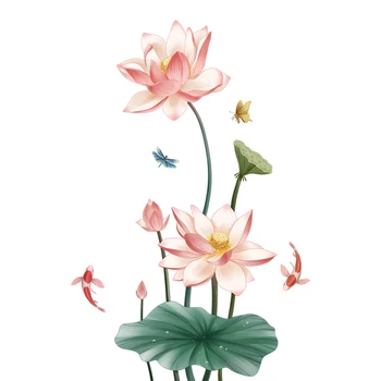3D Lotus Samolepky na Stenu Kvety Teenager, Obývacia Izba, Spálňa, Kúpeľňa Domova samolepiace Tapety Chladnička Nálepky Plagát