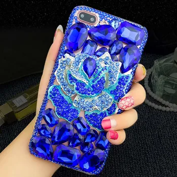 3D Modré Kvety obal Pre Samsung Galaxy A91 A81 S20 Ultra S10 Poznámka 10 Plus A51 A71 A11 A31 M31 A70 A50 DIY Diamond Kryt Telefónu