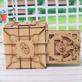 3D Puzzle Drevených Heslo, Treasure Box Mechanické Puzzle DIY Zostavený Model F3ME