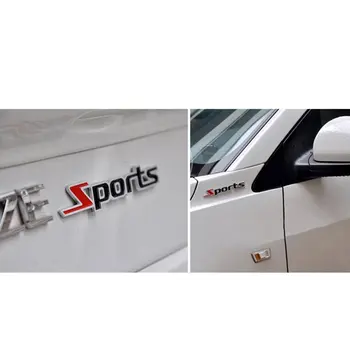 3D Slovo Športové Písmeno Chrome Kovové Auto Nálepky, Znak, Odznak Odtlačkový Auto Dekorácie-Nálepky