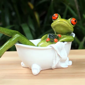3D Tvorivé Zábavné Vaňou Žaba čítanie Cyklistické spanie Žaba Model Figúrka Home Office Stola Dekor Darček k Narodeninám