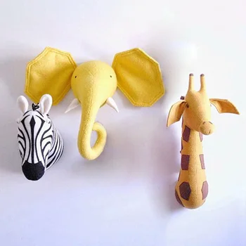 3D Zvieracie Hlavy Stenu Roztomilé Plyšové Nástenné Závesné Hračky detská Izba Zvierat Stenu Sochy