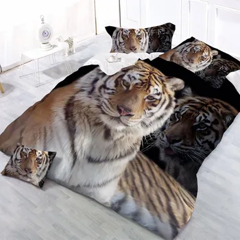 3D posteľná bielizeň Sady Mačka, Tiger Vytlačený 3d Posteľná Bielizeň White Home posteľná bielizeň Drop Shipping Darček Obliečky 4pcs/set List obliečka na Vankúš Ploché