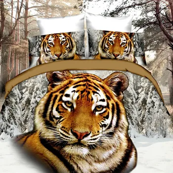 3D posteľná bielizeň Sady Mačka, Tiger Vytlačený 3d Posteľná Bielizeň White Home posteľná bielizeň Drop Shipping Darček Obliečky 4pcs/set List obliečka na Vankúš Ploché