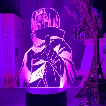 3d Lampa Anime Naruto Itachi Uchiha Obrázok Nočného Cool Darček k Narodeninám Farebné LED Nočné Svetlo Itachi pre Dieťa Spálňa Decor