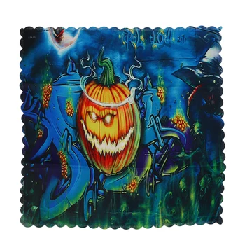 3d Tlač Halloween Obdĺžnikové A Kolo Bavlnené obrusy Vodotesný, Prachotesný Zahustiť Horor Vzor Dekorácie Pre Domov