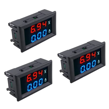 3ks LED Digitálne DC 0-100V 10A Napätie Amp Volt na Meter Panel Dual Voltmeter Ammeter Tester