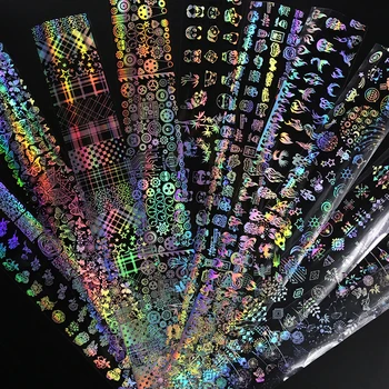 4*100 cm Holografické Laser Nechtov Fólie Oheň Kvet Multi Vzory DIY 3D Nail Art Nálepky Prenos Tepla Nechtov Odtlačkový
