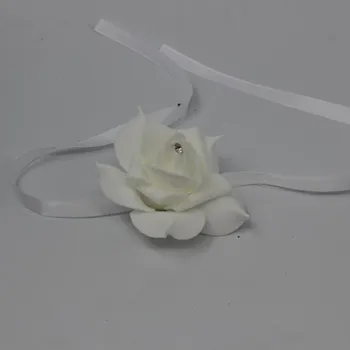 4 ks nevesta bridesmaid, Svadobný kvet Prom Zápästie Corsage bublina Ruže Kvet náramok dekoratívne veniec