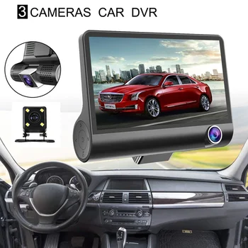 4 palcový HD 1080P Tri Objektív Auto Dash Kamerou na Nočné Videnie Cam Video Jazdy Nahrávač