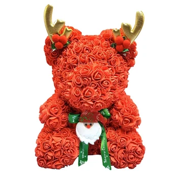 40 cm macko Ruže, Umelé Kvety PE Rose Medveď Parohy Rose Medveď pre Valentines/Svadba/Vianočný Darček