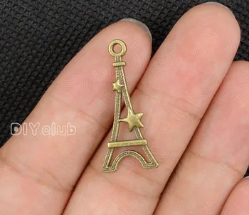 40pcs--Antické Bronzové Eiffelova Veža Prívesok Charms, Paríž, Francúzsko, Šperky, Takže 2 Stranný 29x13mm