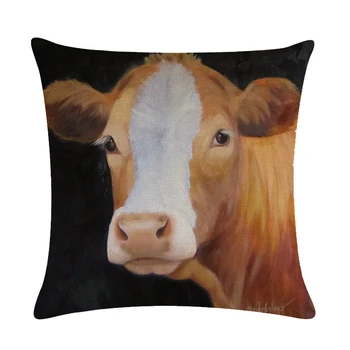 45*45 cm cartoon dobytka obliečka na vankúš bavlnená posteľná bielizeň farmy vankúš akvarel zvierat vzor námestie zariadené, pri Hodiť vankúš
