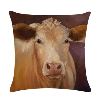 45*45 cm cartoon dobytka obliečka na vankúš bavlnená posteľná bielizeň farmy vankúš akvarel zvierat vzor námestie zariadené, pri Hodiť vankúš