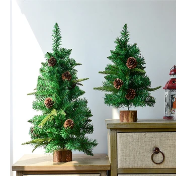 45/60 CM Vianoce Borovicové Drevo Stromu na Stôl Dekorácie Mini Umelé Stromy Ozdoby Nový Rok Home Party Dekorácie Dodávky