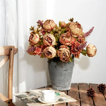 47 cm Európskej Umelý Kvet Bonquet Pivónia Dekoratívne Strany Hodváb Falošné Kvety Pre Domáce Hotel Dekor DIY Svadobné Dekorácie