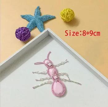 4PCS/veľkosť Lotu 8*9 cm Veľkoobchod 3D Sequin Korálkové Farebné Mravce Zvierat Šiť Na Škvrny Nášivka Odznaky pre tašky A1339