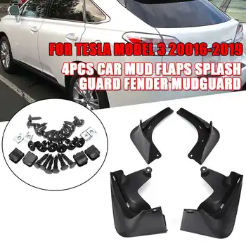 4Pcs/Set Auto Blato Klapky Predné Zadný Blatník Splash Stráže Blatník Mudflaps Pre Tesla Model 3 20016-2019